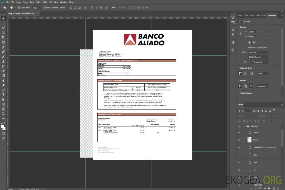 Relevé bancaire de Panama Banco Aliado template Relevé bancaire de Panama Banco Aliado template
